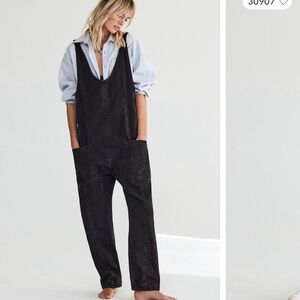 Free people Black Denim Overall jumpsuit